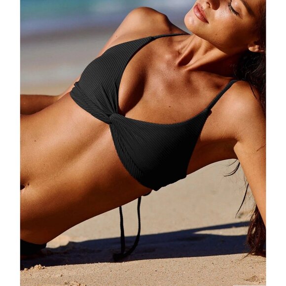 Berlook Black Two Piece Swimsuit Bikini Size Large Moderate Bottoms NEW W Bag - Picture 7 of 16